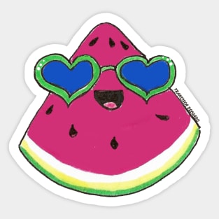 watermelon with sunglasses Sticker